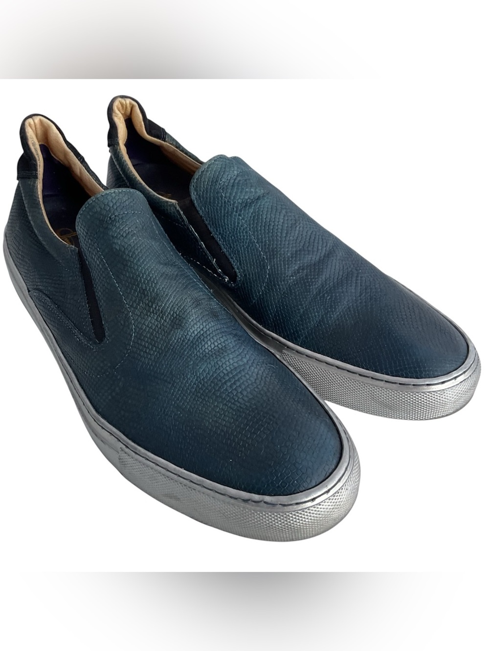 Robert Graham ROLO 2 Blue Snake Embossed Leather Silver Sole Shoes Men’s Sz 10.5
